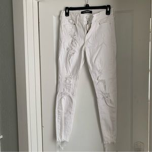 Express white distressed skinny jeans
